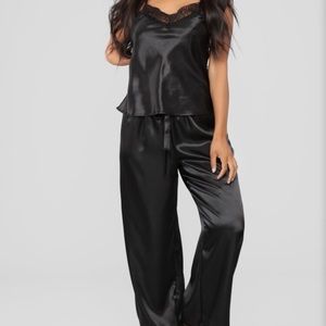 Black silk matching pajama set